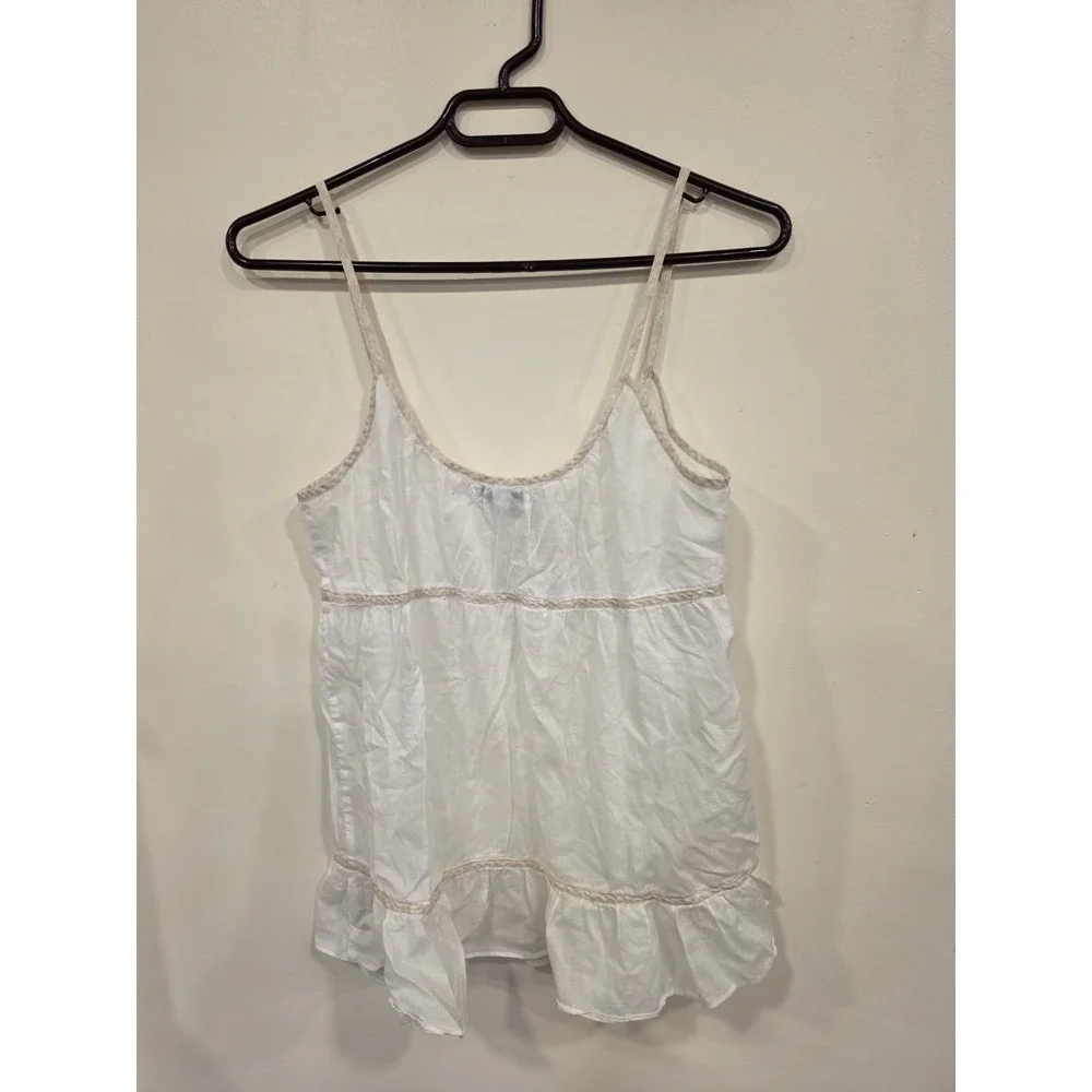 Vintage Y2K American Eagle White Cotton Babydoll Cami Top Size 8 Bella Swan